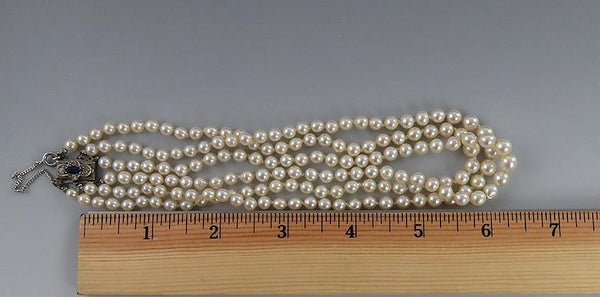 3 Pearl Strands Choker with Sterling Silver Clasp