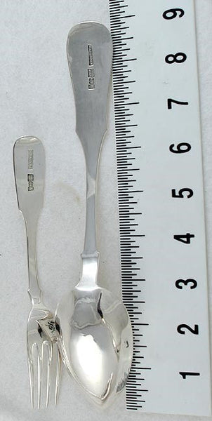 Antique 1880s Russian Silver Fiddle 3 Spoons 1 Fork Flatware Set