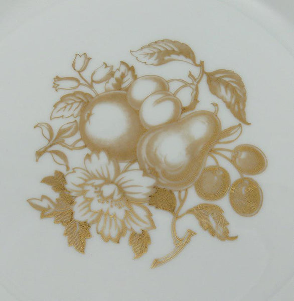 12 Antique c1930 English Porcelain Spode Copeland Golden Fruit Lunch Plates 9"
