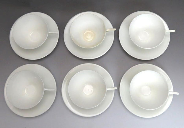 6 Antique 1876 Aesthetic Movement English Porcelain Cups & Saucers