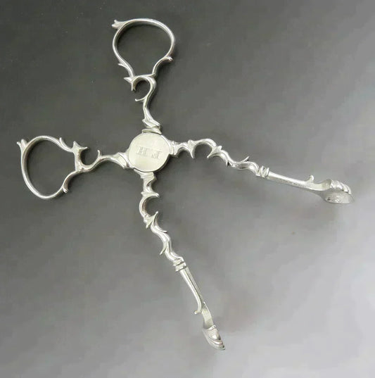 Antique 18th Century American Coin Silver Sugar Nips Scissor Tongs