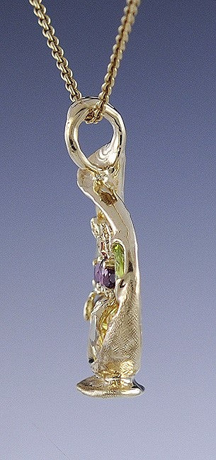 Stunning 14k Yellow Gold Citrine Peridot Garnet Stylized Basket Pendant