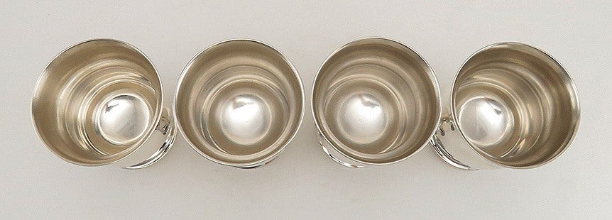 Antique 4 Coin Silver Footed Cups with Hand Engraved Wreath and Monogram-Wheeler