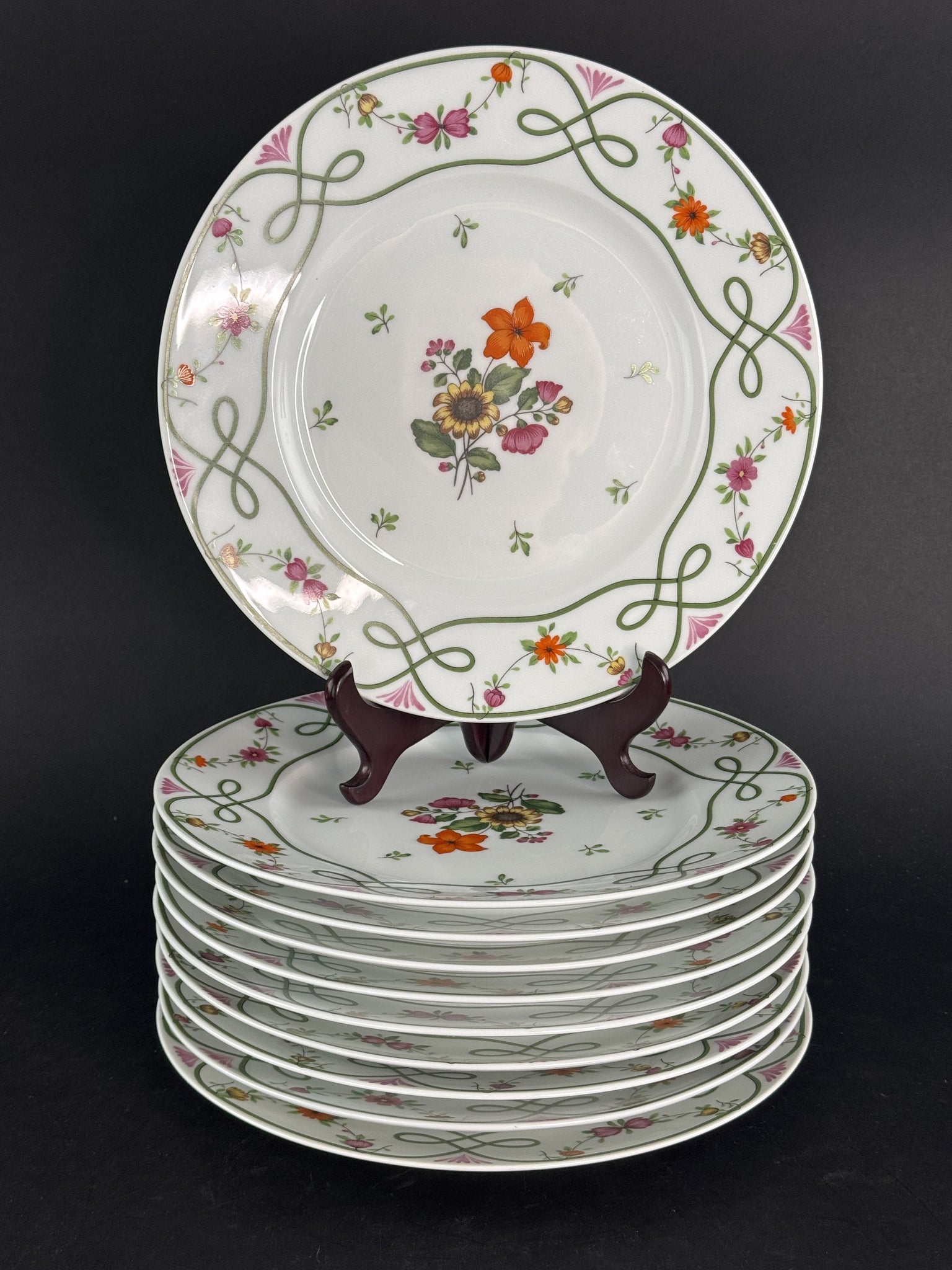 Set 4 Raynaud Ceralene Limoges Porcelain Guirlandes 10 5/8" Dinner Plates (2/2)