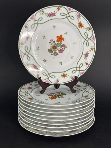 Set 4 Raynaud Ceralene Limoges Porcelain Guirlandes 10 5/8" Dinner Plates (2/2)