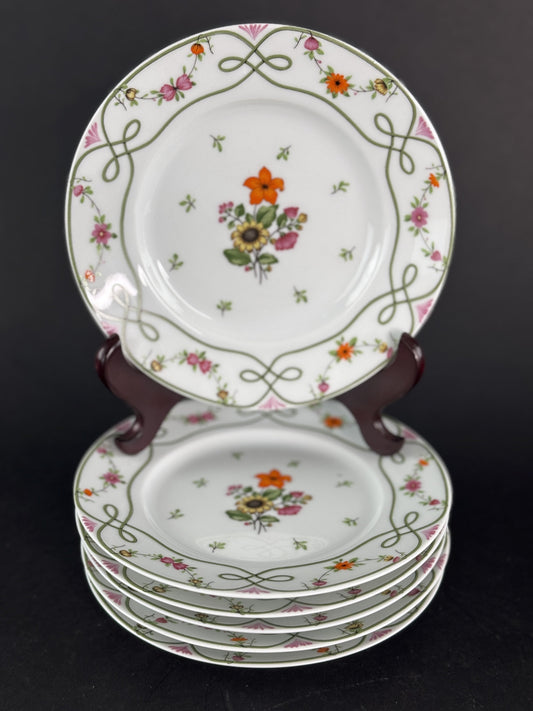 Set 6 Raynaud Ceralene Limoges Porcelain Guirlandes 6 1/2" Bread Butter Plates