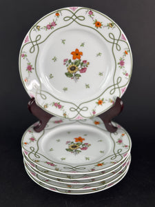 Set 6 Raynaud Ceralene Limoges Porcelain Guirlandes 6 1/2" Bread Butter Plates