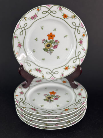 Set 6 Raynaud Ceralene Limoges Porcelain Guirlandes 6 1/2" Bread Butter Plates