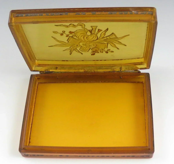 Antique 18th Century Engraved Horn and Brass Cigarette Box