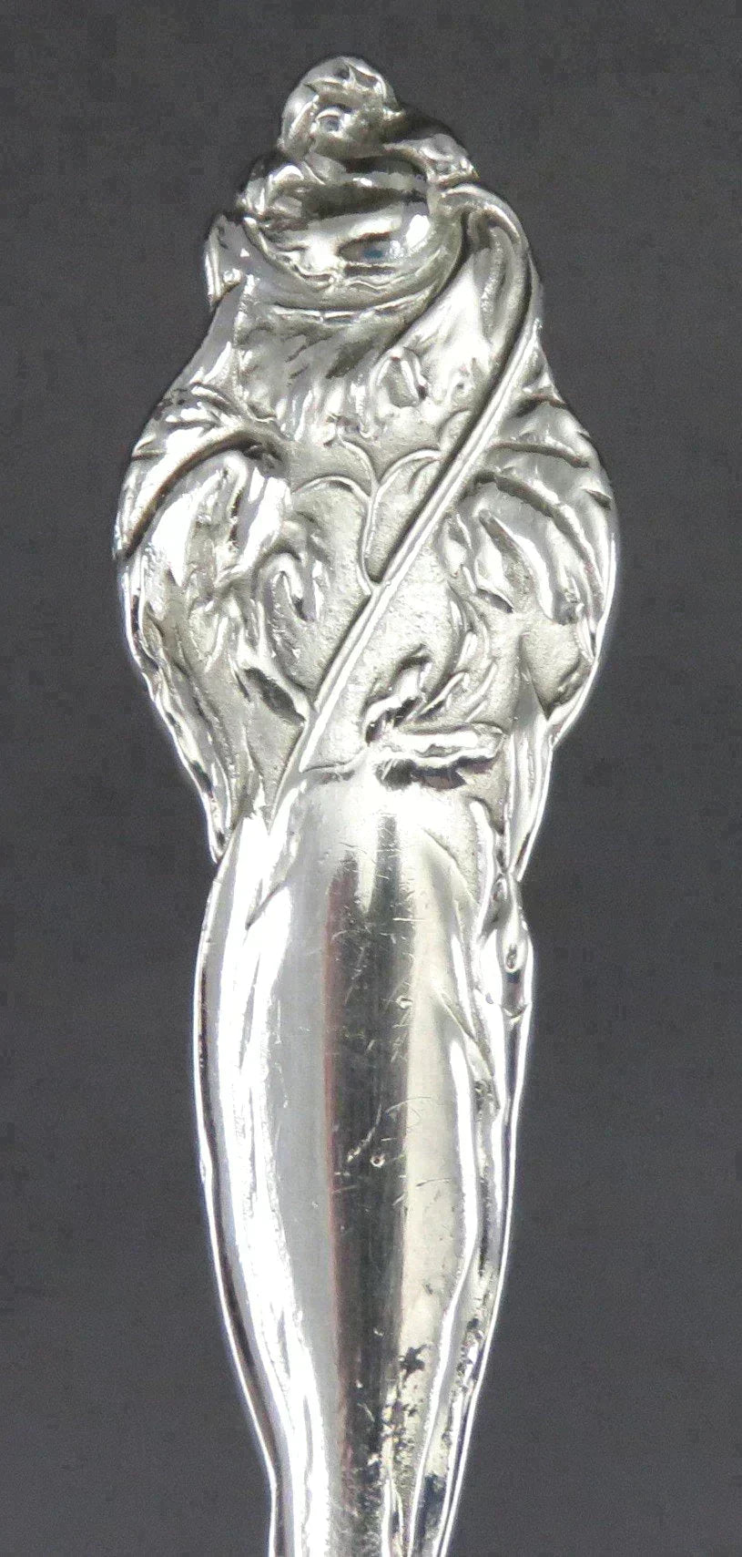 Art Nouveau Sterling Silver Reproduction Cast Six Fleur Serving Fork