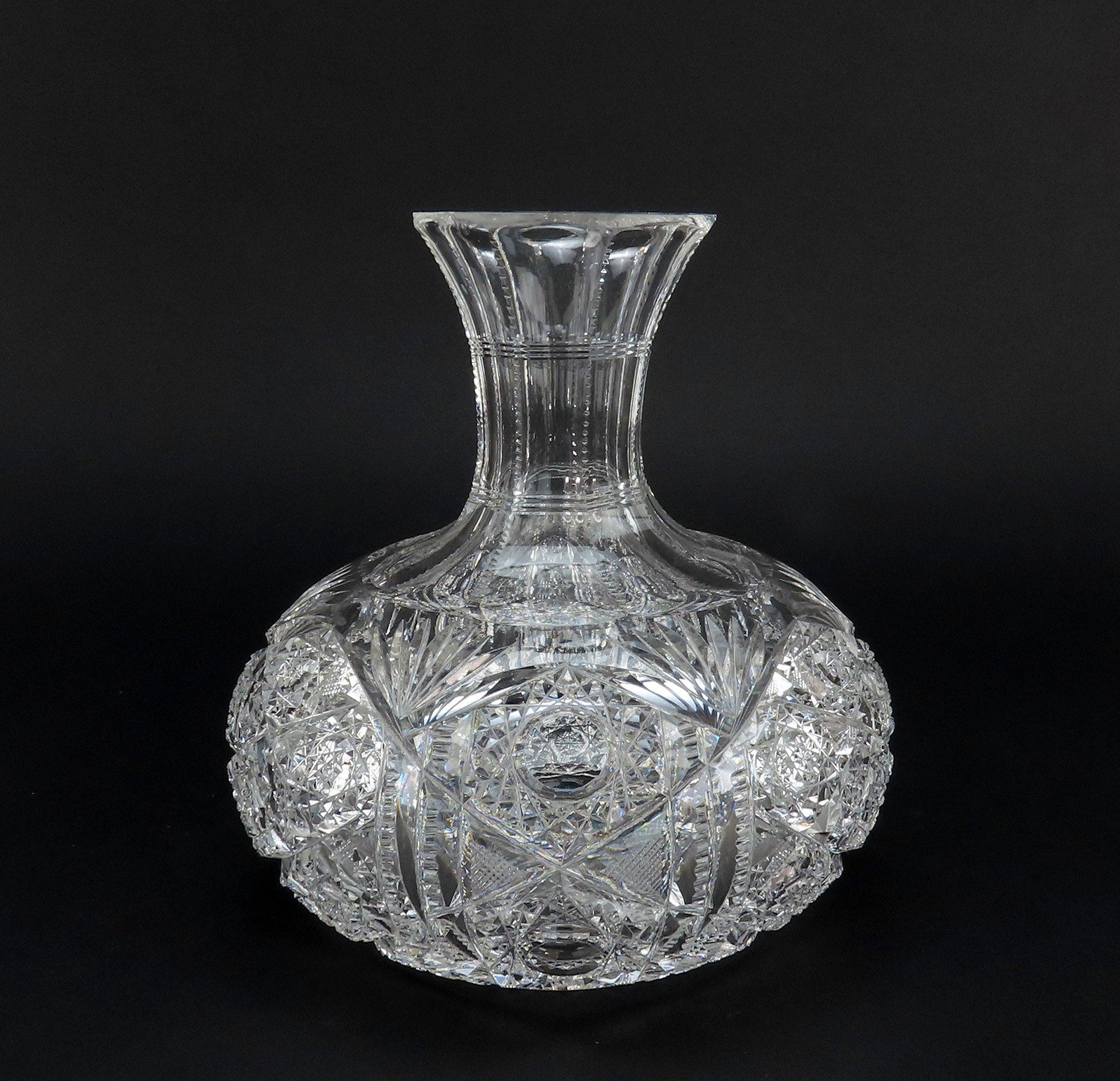 Beautiful Antique American Brilliant Period Cut Glass Carafe Decanter Vase