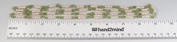 Gorgeous Modern Tumbled Peridot Pearls & Gold Plated Bead Necklace