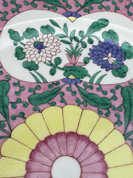 Fine Herend Handpainted Emaille Rose ERS 11" Charger Plate Pink Floral 2527