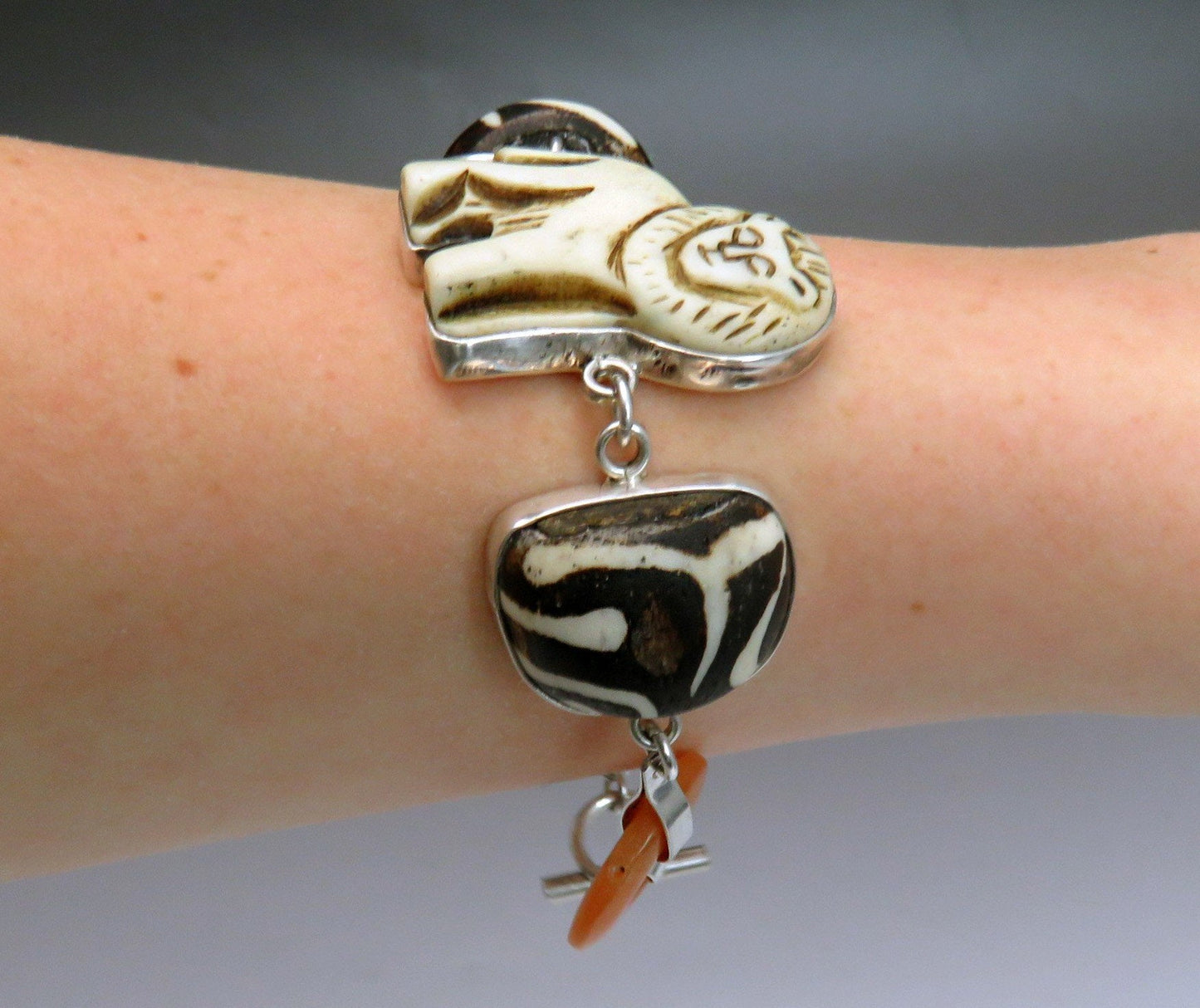 1950's-1970's Tibetan Sterling Silver Lion Bracelet