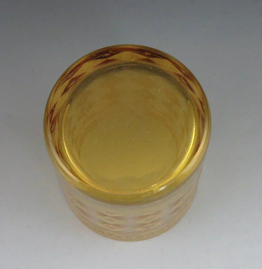 c1800-1825 Beautiful Antique Bohemian Cut Amber Frosted Glass Tumbler Cup