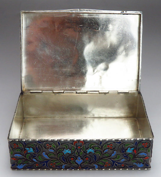 1910-1920's Greek Silver Cloisonne Peacock Box