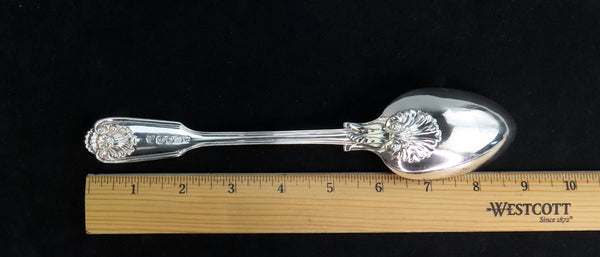 1854 Fiddle Shell Thread English Sterling Silver Serving Spoon Eagle Crest 9in