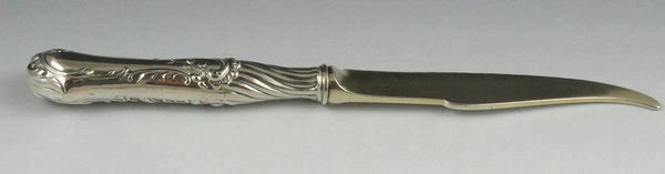 6 Antique Art Nouveau German Silver w/ Silver Blades Fish/Dessert Knives