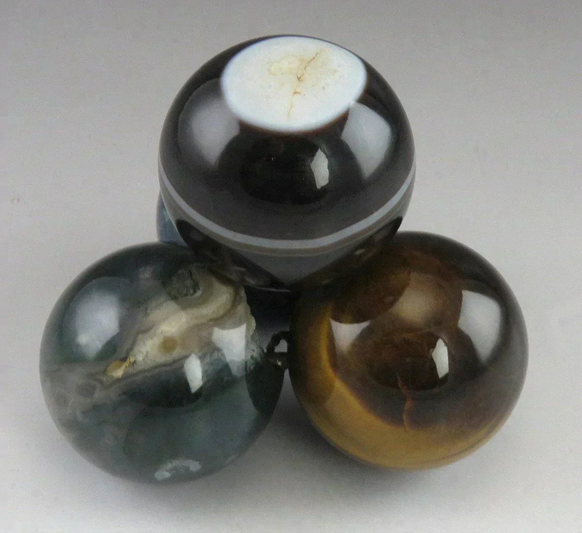 Semiprecious Sphere Pyramid Paperweight Agate Lapis Tiger Eye Natural Stones
