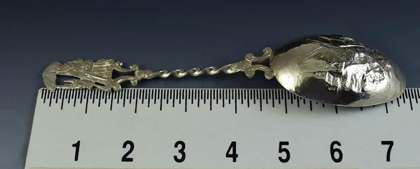 Antique 800 Silver German Spoon w/ Dutch Scene