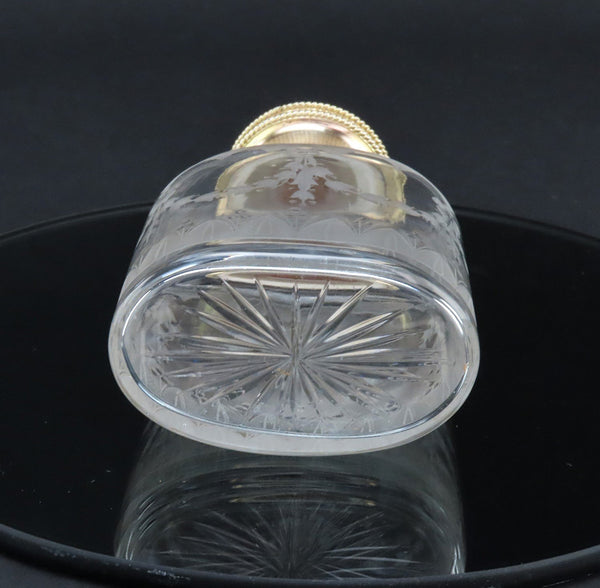 1926 English Sterling Silver Gilt Cut Frosted Glass Dresser Perfume Bottle 1/4