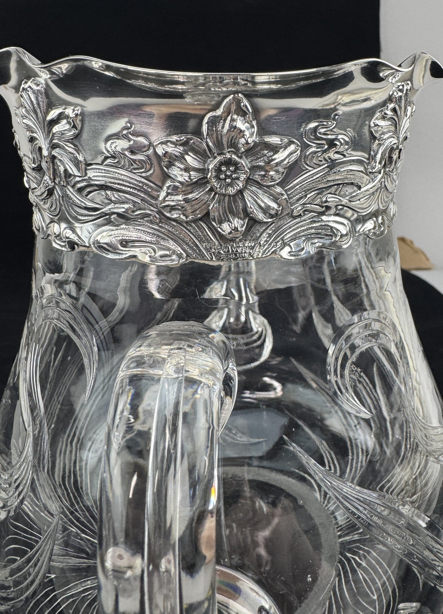 Art Nouveau Hawkes Gravic ABP Cut Glass Theodore Star Sterling Silver Vase