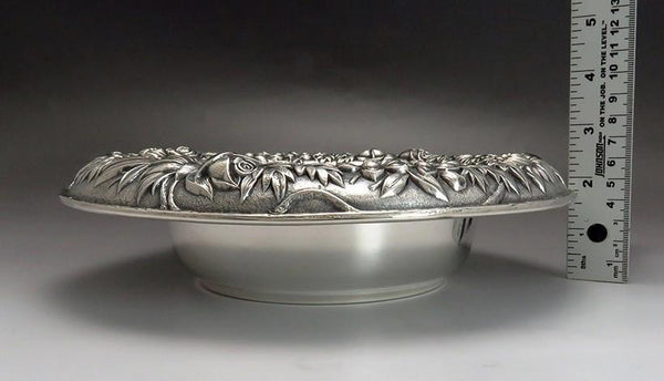 Fab Kirk Sterling Silver Hand Chased Floral Repousse Bowl C Monogram