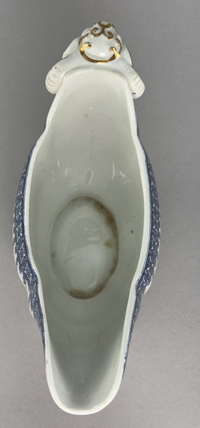 Antique Royal Worcester Gravy Boat and Under Plate w Ram's Heads 1890