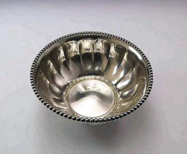 Late 1800s Towle Sterling Silver Beaded Punch / Fruit Bowl