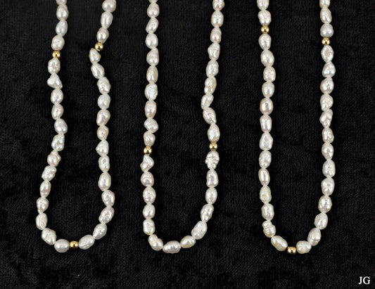 3 Genuine Pearl and Gold Beaded Necklaces 33 1/2 "
