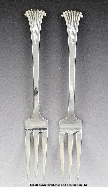 2 Tuttle Onslow Pattern Sterling Silver Forks - 7 3/8 inches long, marked DE