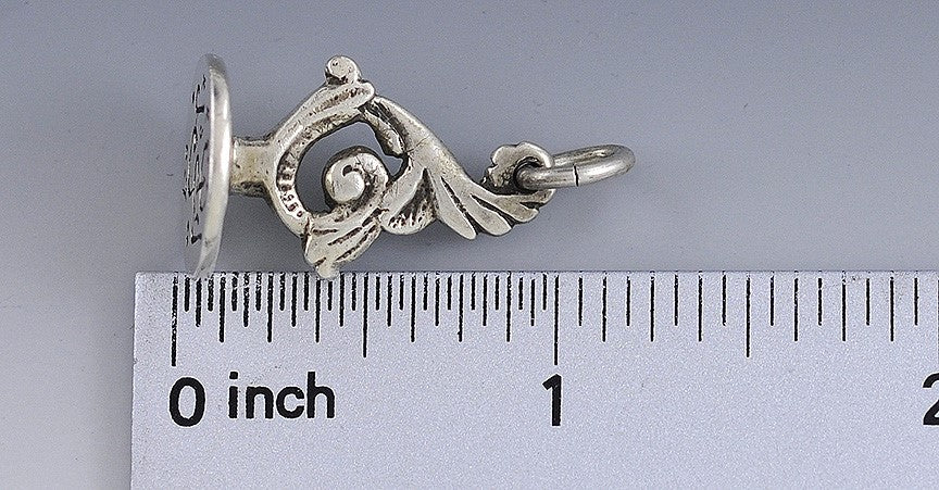 Antique 1850-1900 Turkish Solid 800 Silver Engraved Fob Seal Charm