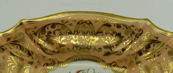 Antique c1815 Pair Hand Painted Gilded Floral English Porcelain Serving Dishes