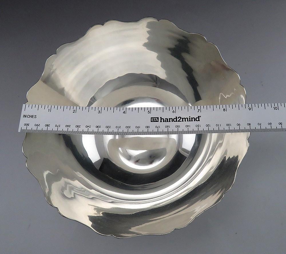Vintage Heavy Solid Sterling Silver Tiffany & Company Ruffled Rim Serving Bowl