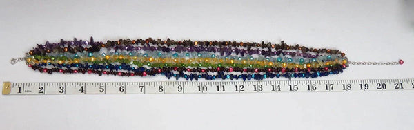 Lovely Rainbow Multistrand Gemstone Beaded Necklace Amethyst Topaz Peridot Lapis