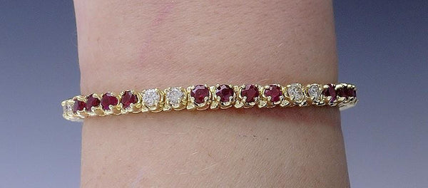 Exquisite Diamond & Ruby 14k Gold Tennis Bracelet 2.10-2.80ct tdw