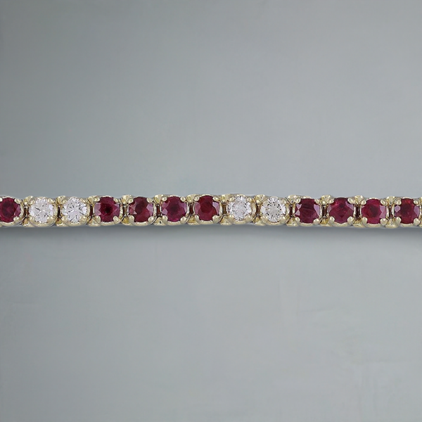 Exquisite Diamond & Ruby 14k Gold Tennis Bracelet 2.10-2.80ct tdw