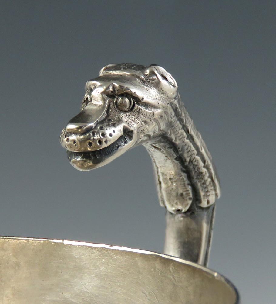 Antique French Silver Leopard Head Alcohol Oil Lamp Essential Oil Diffuser