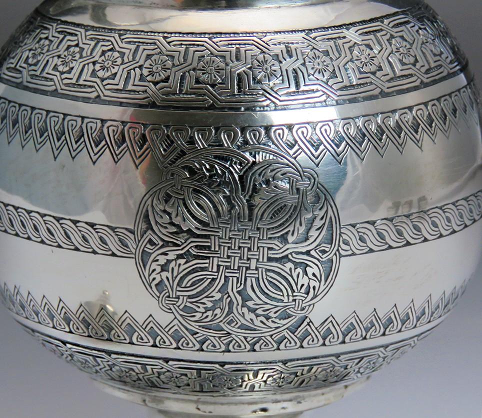 late 1800s/early 1900s Fantastic Turkish Silver Decanter / Ewer & 6 Cups Set