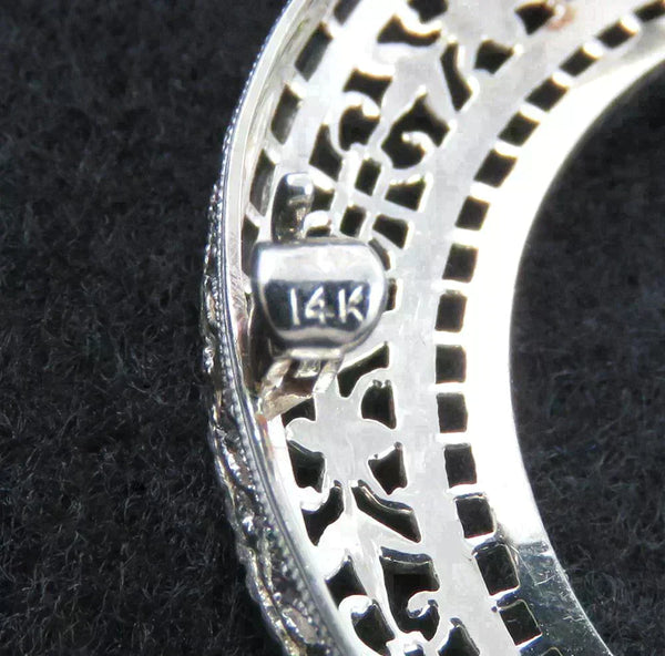 1910-1930's Understated Elegance In a Fine Antique 14K White Gold Filigree Pin