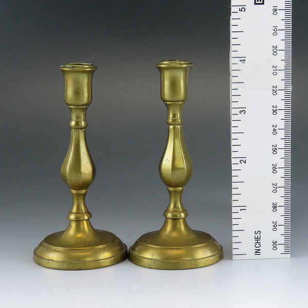 Antique 19th Century European Cast Brass Miniature Taper Candlestick Holders 4"