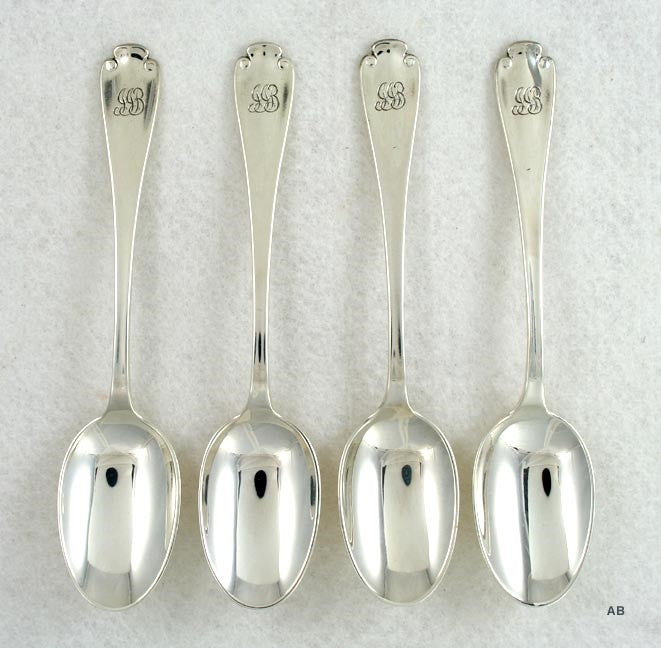 4 Antique c1930 Sterling Silver Tiffany & Co Flemish Teaspoons