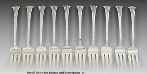 10 Tuttle Onslow Pattern Sterling Silver Salad Forks - 6 1/4 inches long HT Mark