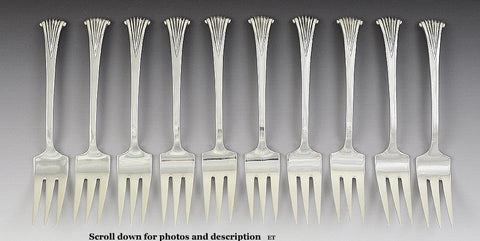 10 Tuttle Onslow Pattern Sterling Silver Salad Forks - 6 1/4 inches long HT Mark