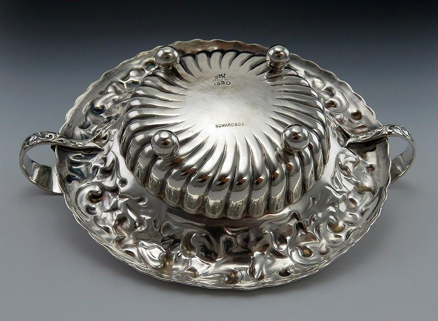 Antique c1890 Sterling Silver Whiting Heraldic 2 Handled Dish/Bowl Hollowware