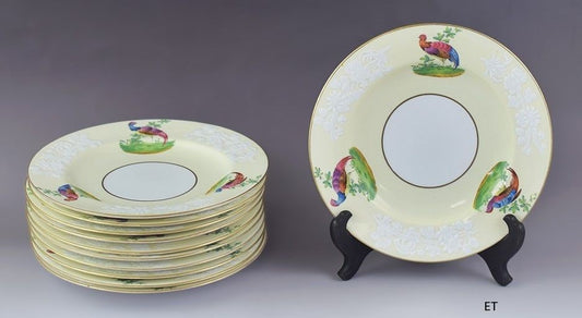 Fab set 11 Tiffany Co Spode Pheasant Salad Luncheon or Dessert Plates