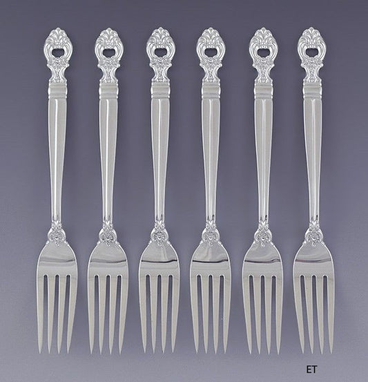 Great set 6 Towle Sterling Silver Monte Cristo Montecristo Dinner Forks 7 1/2"