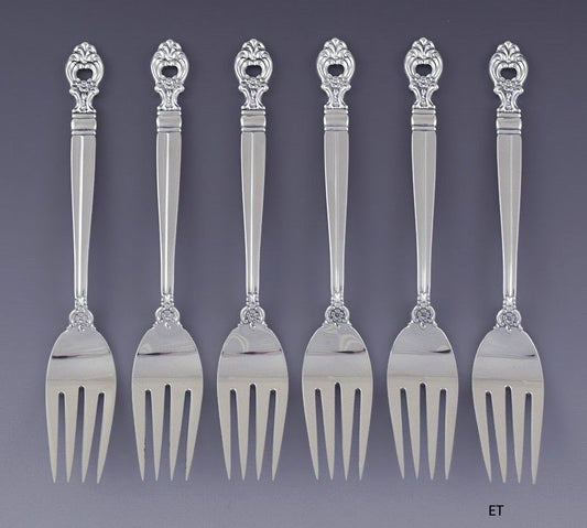Great set 6 Towle Sterling Silver Monte Cristo Montecristo Salad / Fish Forks