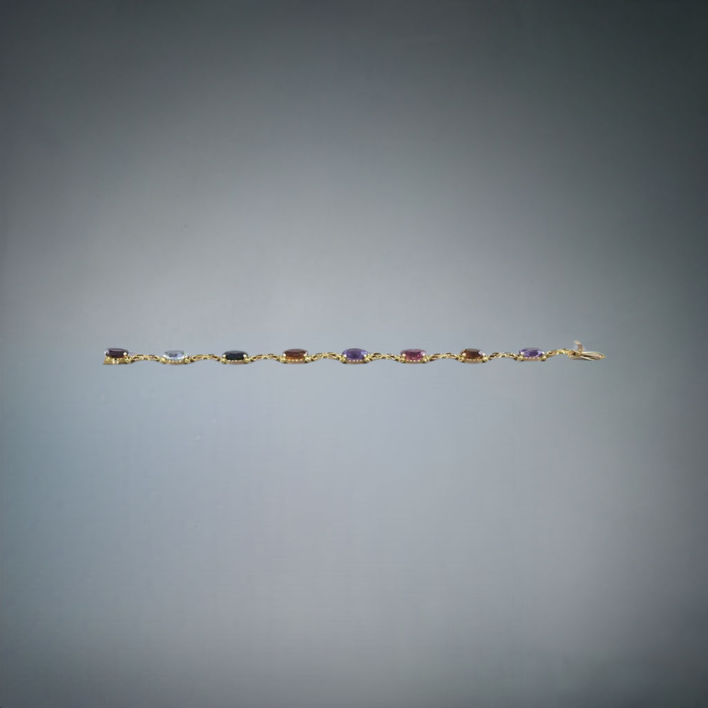 Colorful 18k Gold & Multi Color Gemstone Bracelet