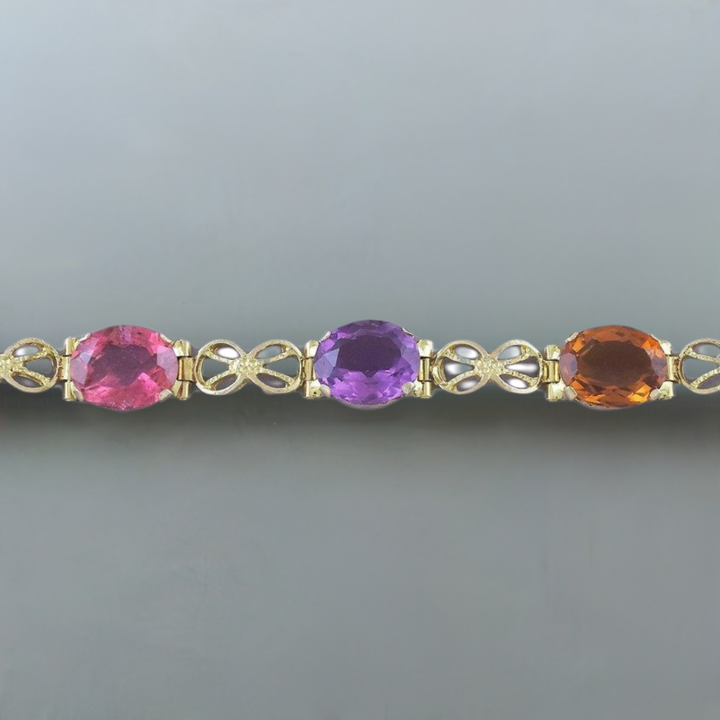 Colorful 18k Gold & Multi Color Gemstone Bracelet